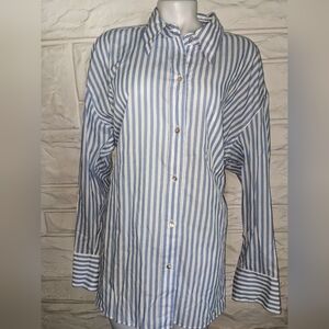 Long Sleeved Stripped Cotton Collared Shirt for Women, by VINCE.